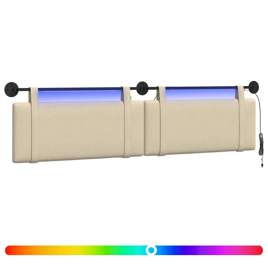 Tête de lit suspendue Avec lumière LED Crème Tissu - 2