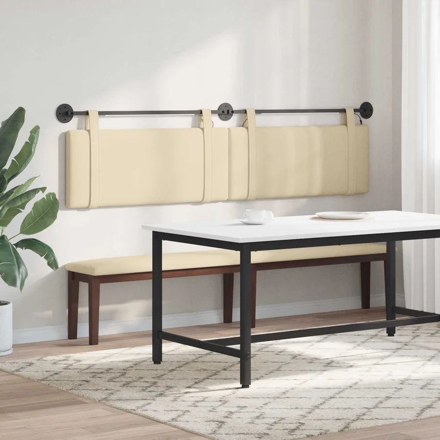 Tête de lit suspendue Avec lumière LED Crème Tissu - 4