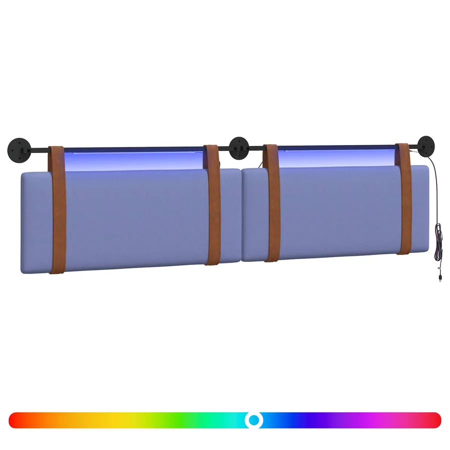 Tête de lit suspendue Avec lumière LED Bleu denim PU antique - 2
