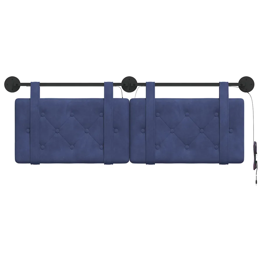 Tête de lit suspendue Avec lumière LED Bleu police Velours - 6