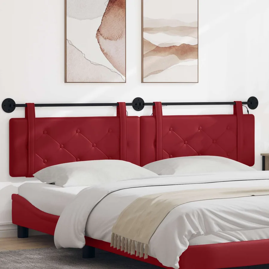 Tête de lit suspendue Avec lumière LED Bordeaux Simili cuir