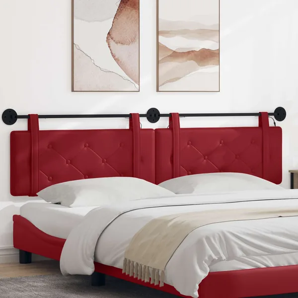Tête de lit suspendue Avec lumière LED Bordeaux Simili cuir
