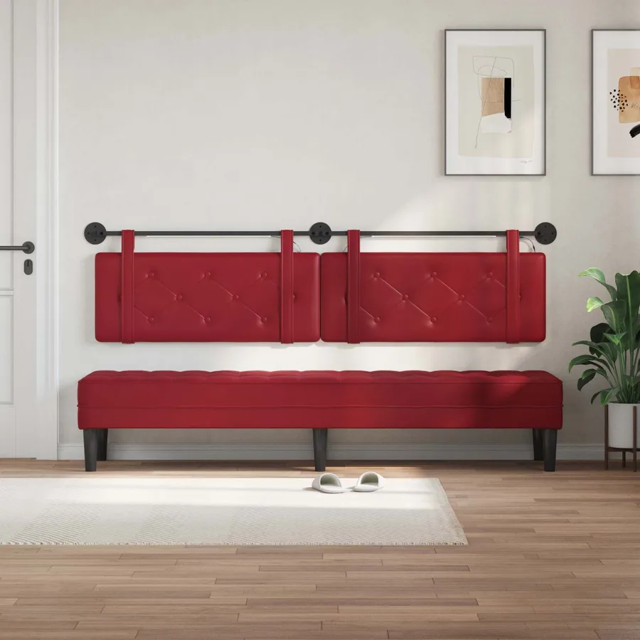 Tête de lit suspendue Avec lumière LED Bordeaux Simili cuir - 3