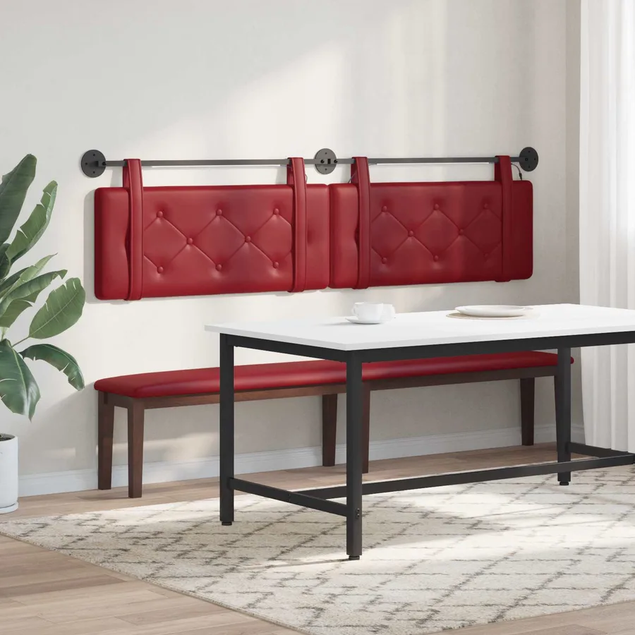 Tête de lit suspendue Avec lumière LED Bordeaux Simili cuir - 4