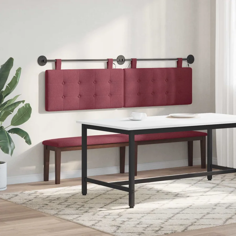 Tête de lit suspendue Avec lumière LED Bordeaux Tissu - 4