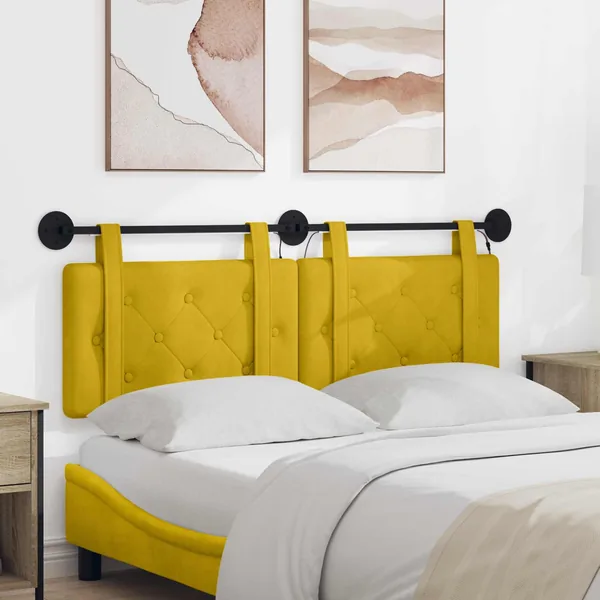 Tête de lit suspendue Avec lumière LED Jaune Velours