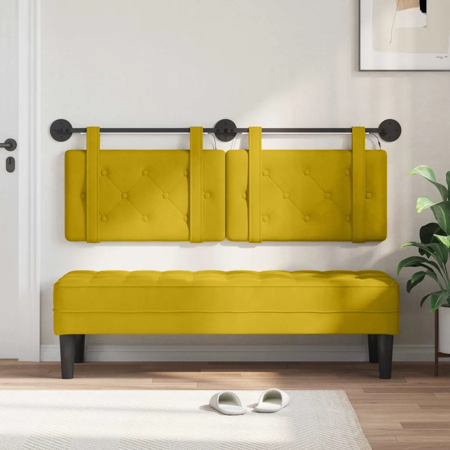 Tête de lit suspendue Avec lumière LED Jaune Velours - 3