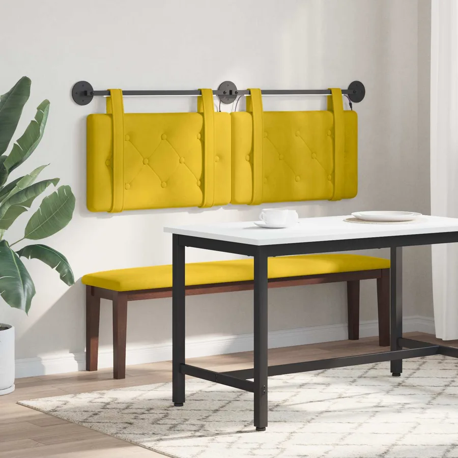 Tête de lit suspendue Avec lumière LED Jaune Velours - 4