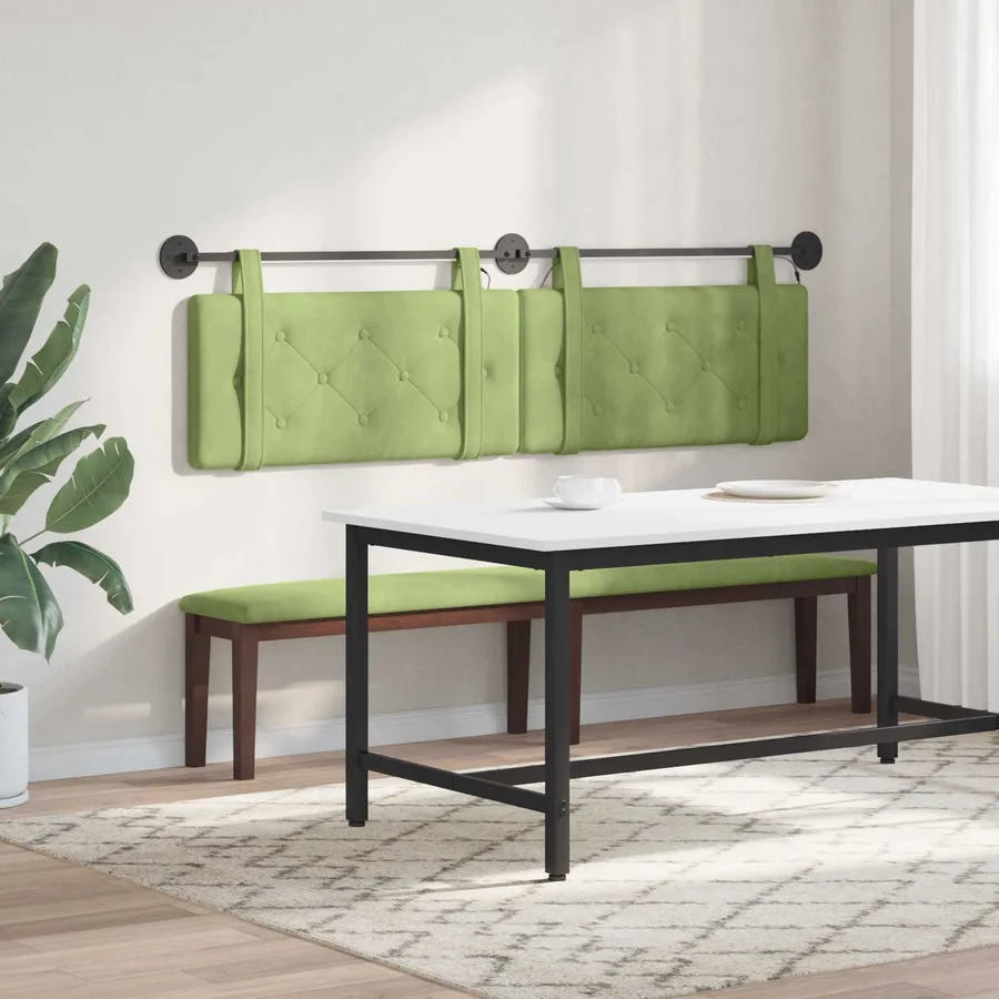 Tête de lit suspendue Avec lumière LED Vert clair Velours - 4