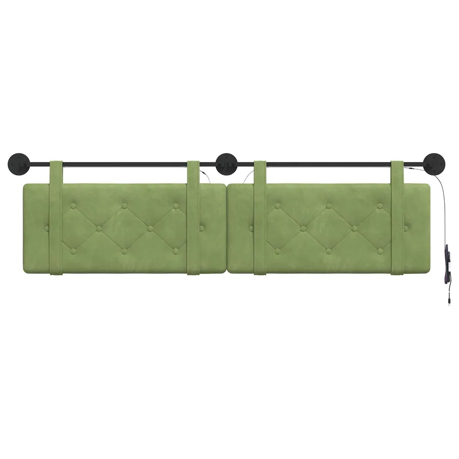 Tête de lit suspendue Avec lumière LED Vert clair Velours - 6