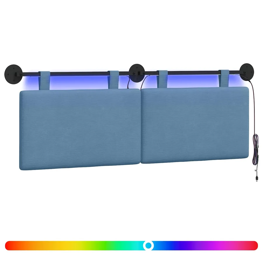Tête de lit suspendue Bleu Tissu en velours côtelé - 2