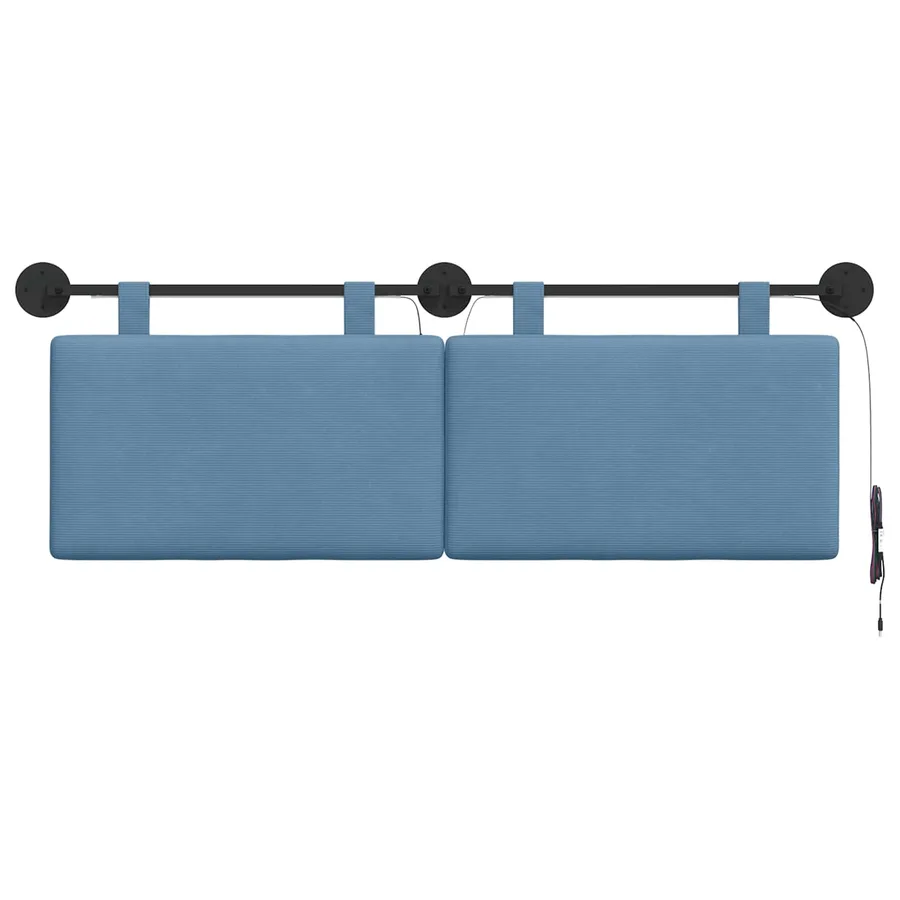 Tête de lit suspendue Bleu Tissu en velours côtelé - 6
