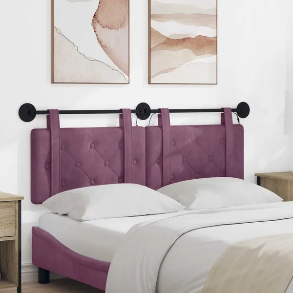 Tête de lit suspendue Avec lumière LED Pourpre Velours