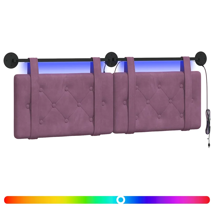 Tête de lit suspendue Avec lumière LED Pourpre Velours - 2