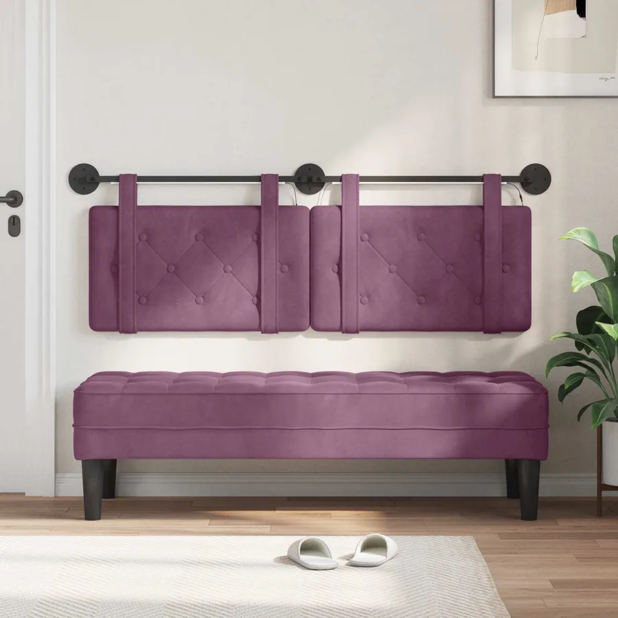 Tête de lit suspendue Avec lumière LED Pourpre Velours - 3