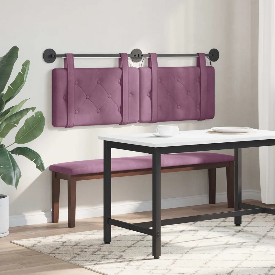 Tête de lit suspendue Avec lumière LED Pourpre Velours - 4