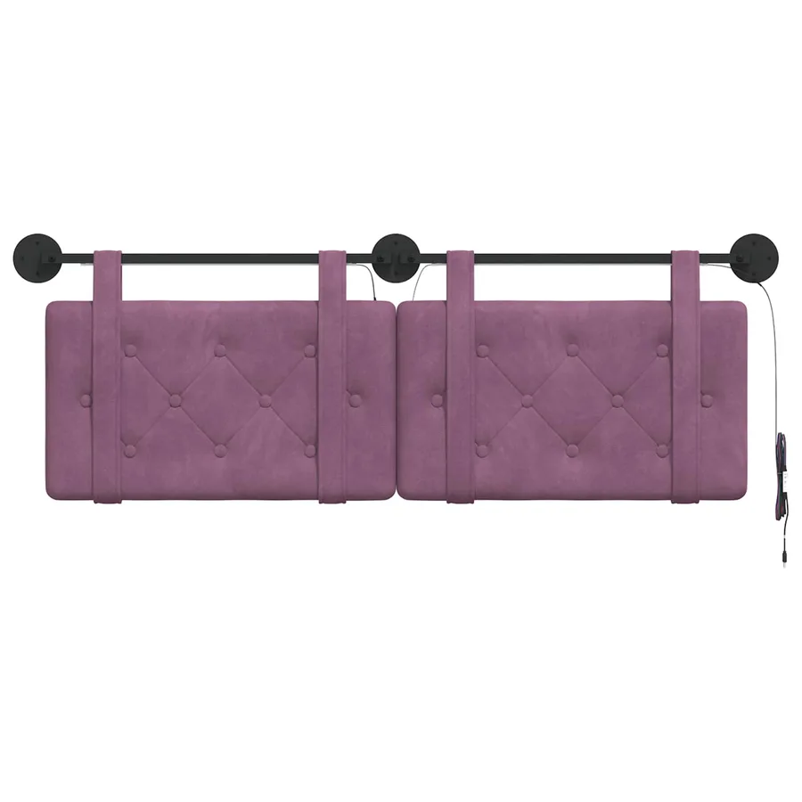 Tête de lit suspendue Avec lumière LED Pourpre Velours - 6