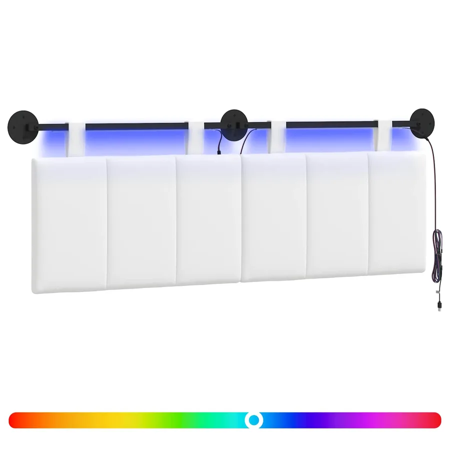 Tête de lit suspendue Avec lumière LED Blanc Tissu - 2