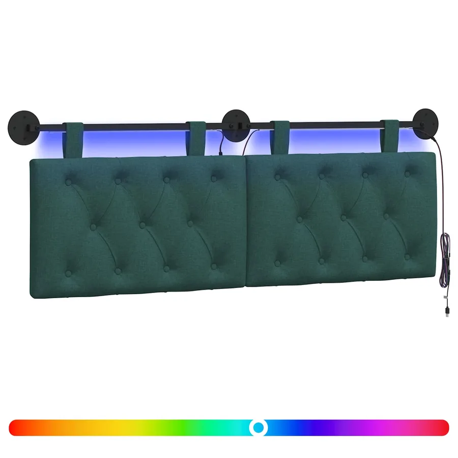 Tête de lit suspendue Avec lumière LED Vert foncé Tissu - 2