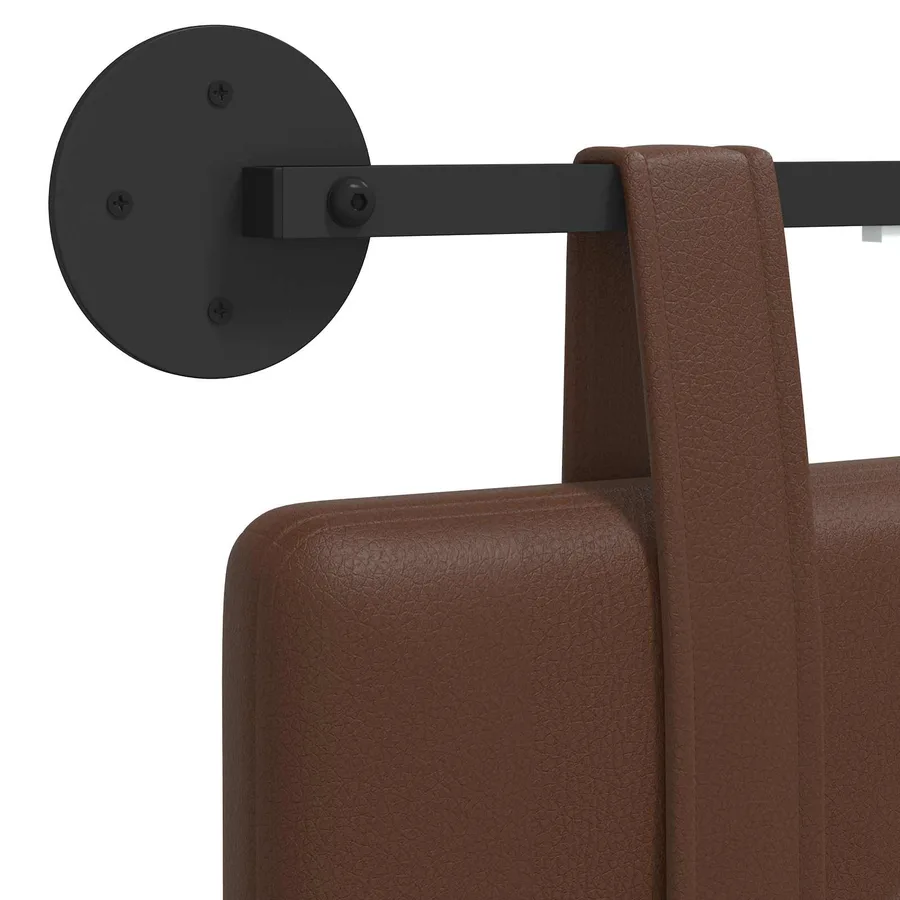 Tête de lit suspendue Avec lumière LED Marron Simili cuir - 10