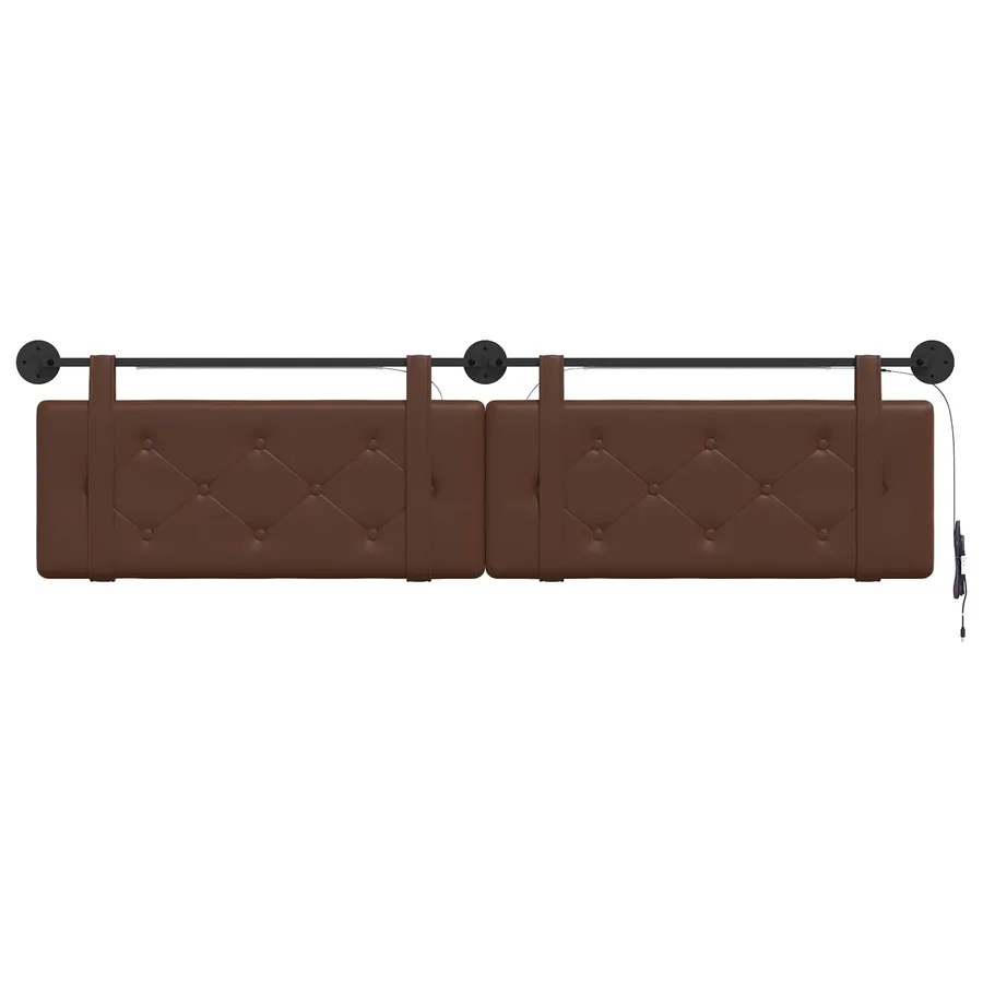 Tête de lit suspendue Avec lumière LED Marron Simili cuir - 6
