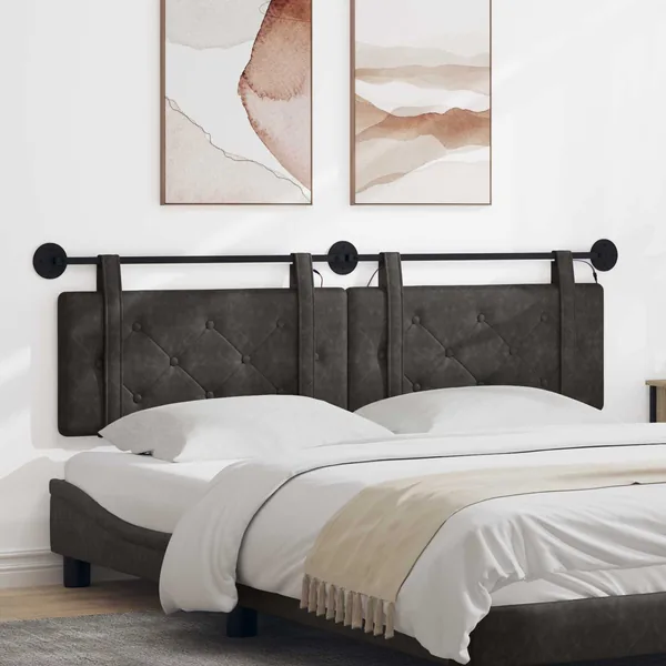 Tête de lit suspendue Avec lumière LED Noir PU antique
