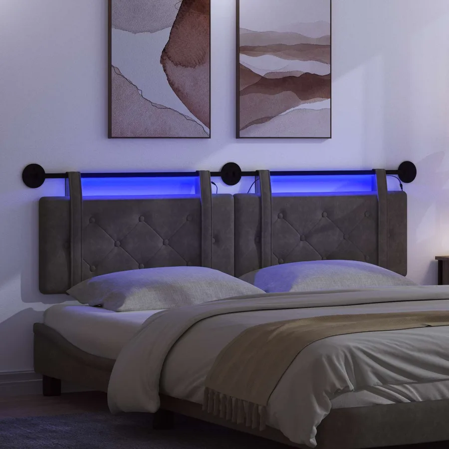 Tête de lit suspendue Avec lumière LED Noir PU antique - 5
