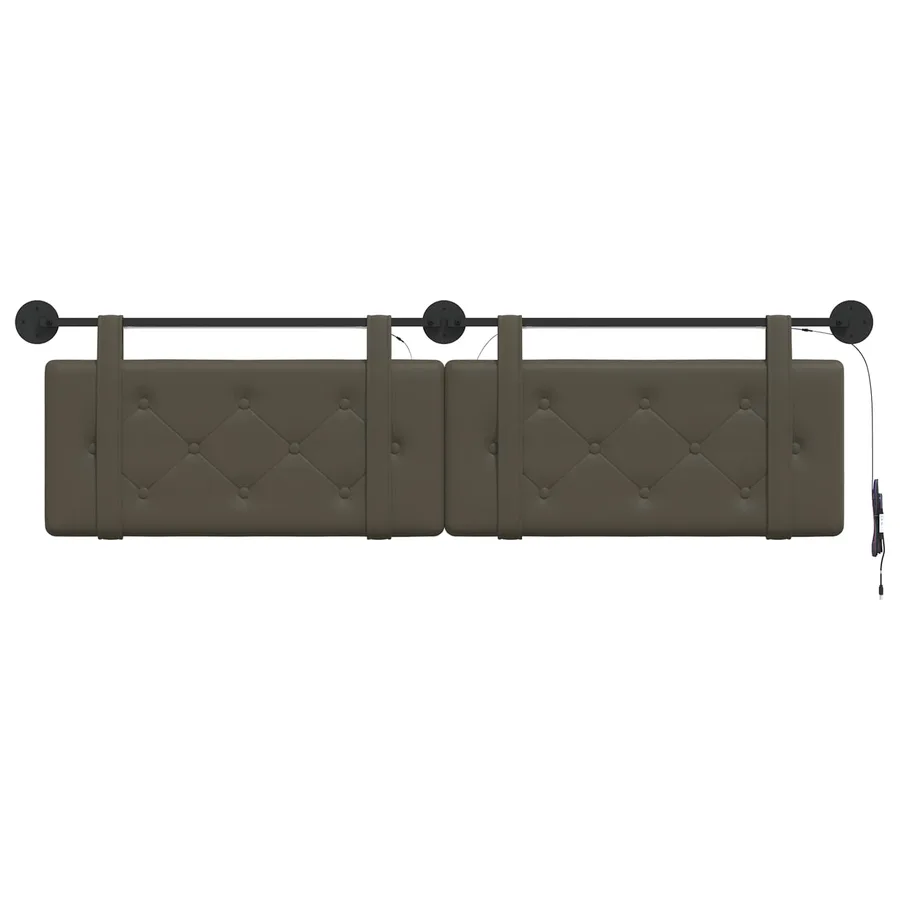 Tête de lit suspendue Avec lumière LED Gris Simili cuir - 6