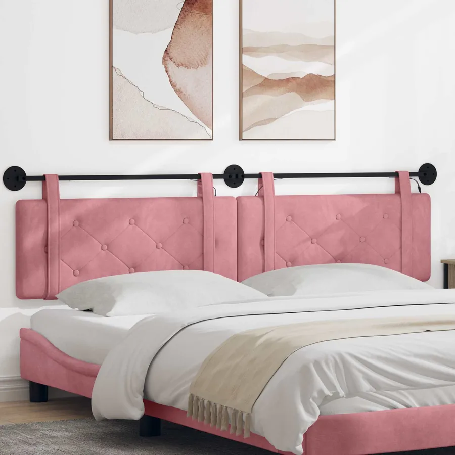 Tête de lit suspendue Avec lumière LED Rose Velours