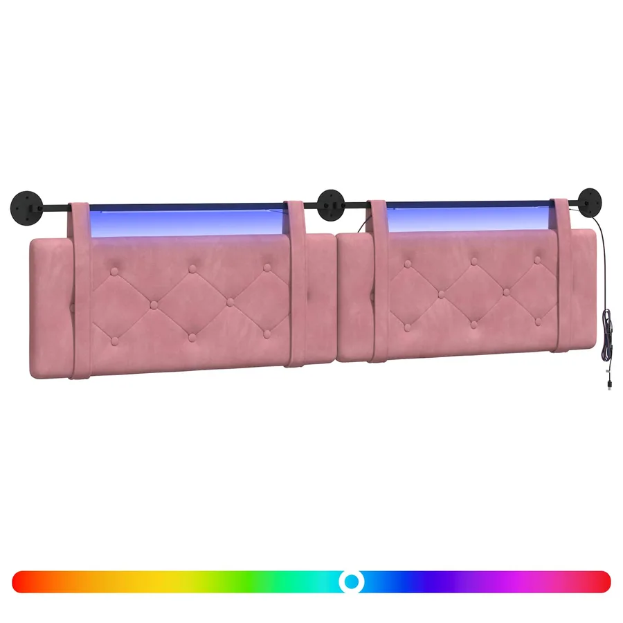 Tête de lit suspendue Avec lumière LED Rose Velours - 2