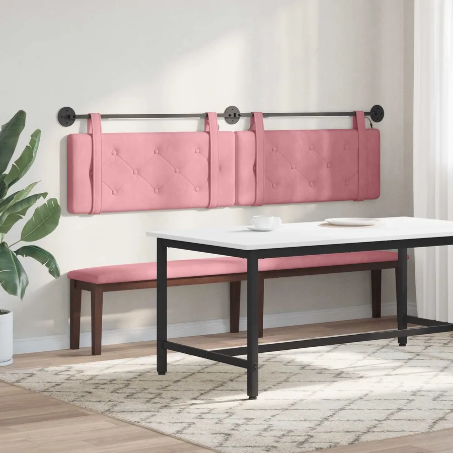 Tête de lit suspendue Avec lumière LED Rose Velours - 4
