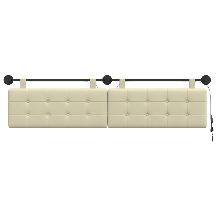 Tête de lit suspendue Avec lumière LED Crème Simili cuir - 6