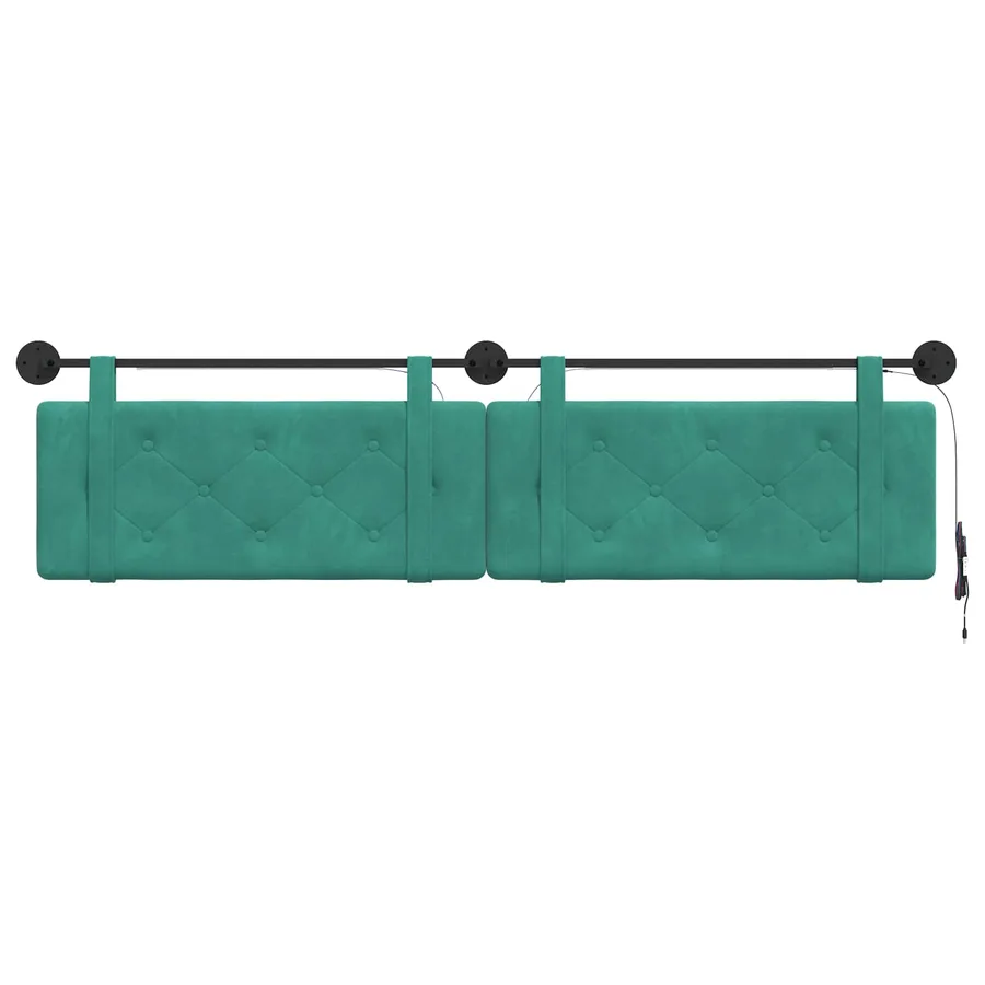 Tête de lit suspendue Avec lumière LED Turquoise Velours - 6