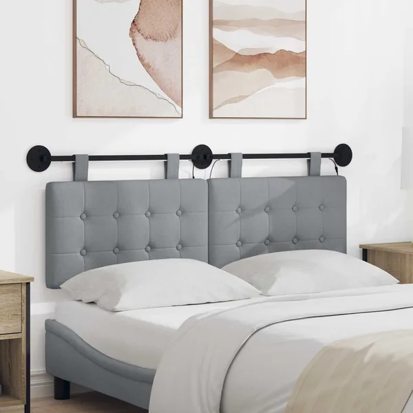 Tête de lit suspendue Avec lumière LED Gris clair Tissu