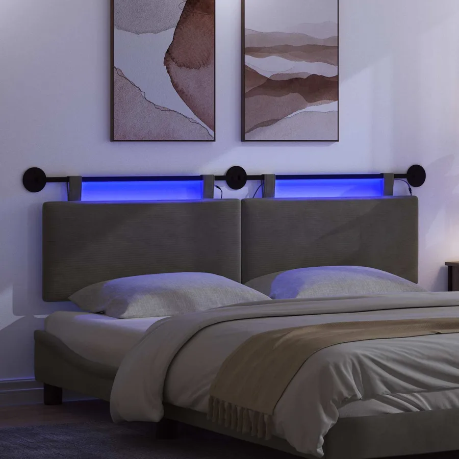 Tête de lit suspendue Gris foncé Tissu en velours côtelé - 5
