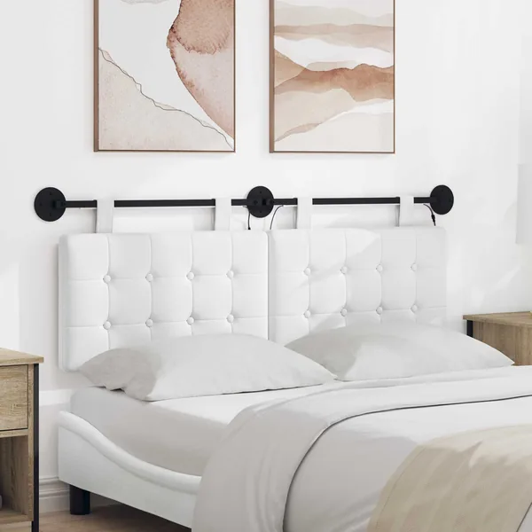 Tête de lit suspendue Avec lumière LED Blanc Tissu