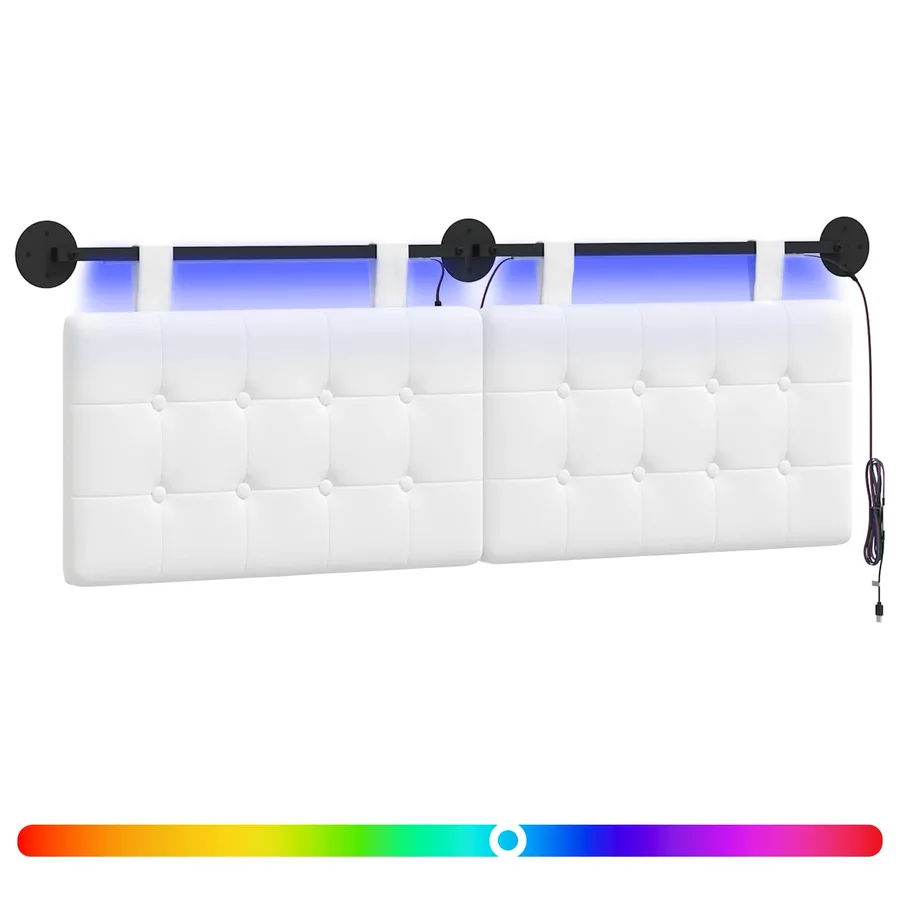 Tête de lit suspendue Avec lumière LED Blanc Tissu - 2