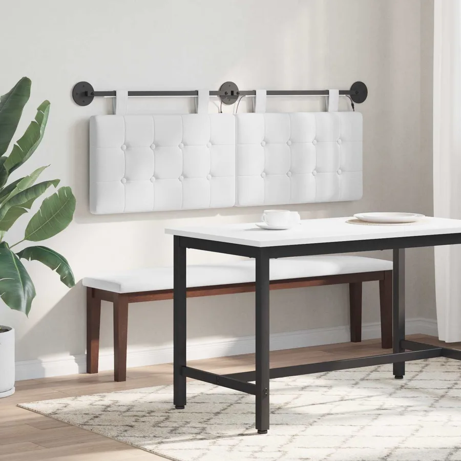 Tête de lit suspendue Avec lumière LED Blanc Tissu - 4