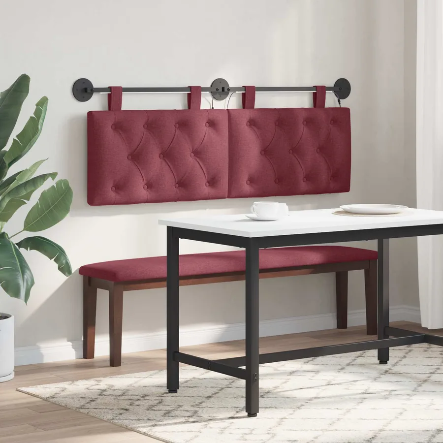 Tête de lit suspendue Avec lumière LED Bordeaux Tissu - 4