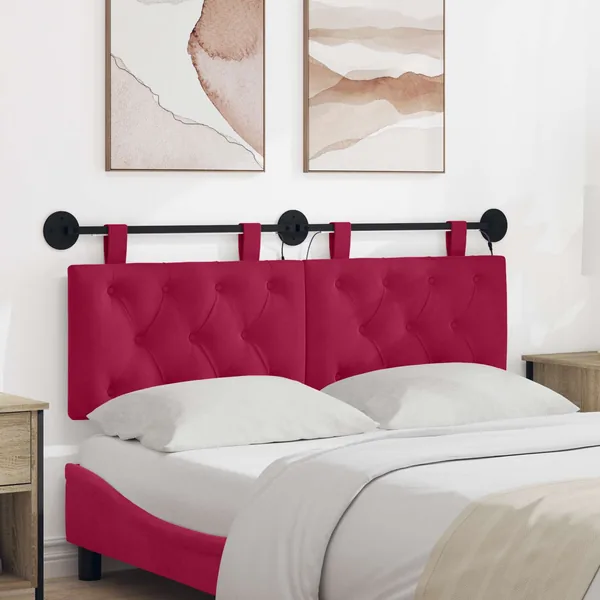 Tête de lit suspendue Avec lumière LED Bordeaux Velours
