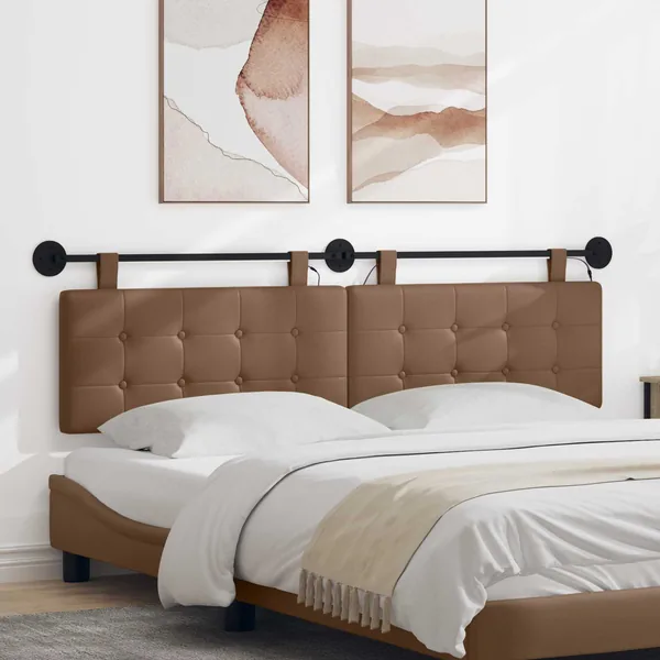 Tête de lit suspendue Avec lumière LED Cappuccino Simili cuir