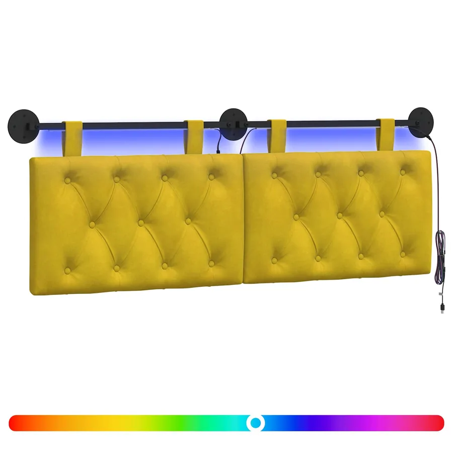 Tête de lit suspendue Avec lumière LED Jaune Velours - 2