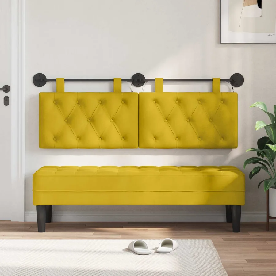 Tête de lit suspendue Avec lumière LED Jaune Velours - 3