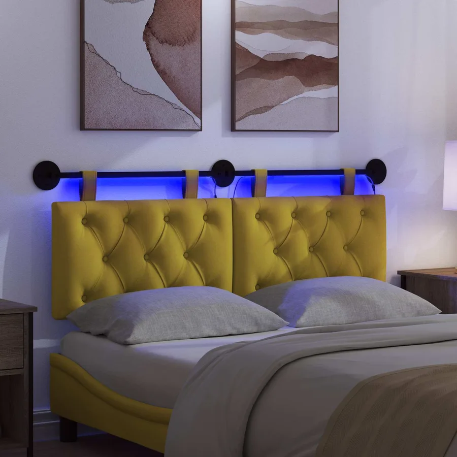 Tête de lit suspendue Avec lumière LED Jaune Velours - 5