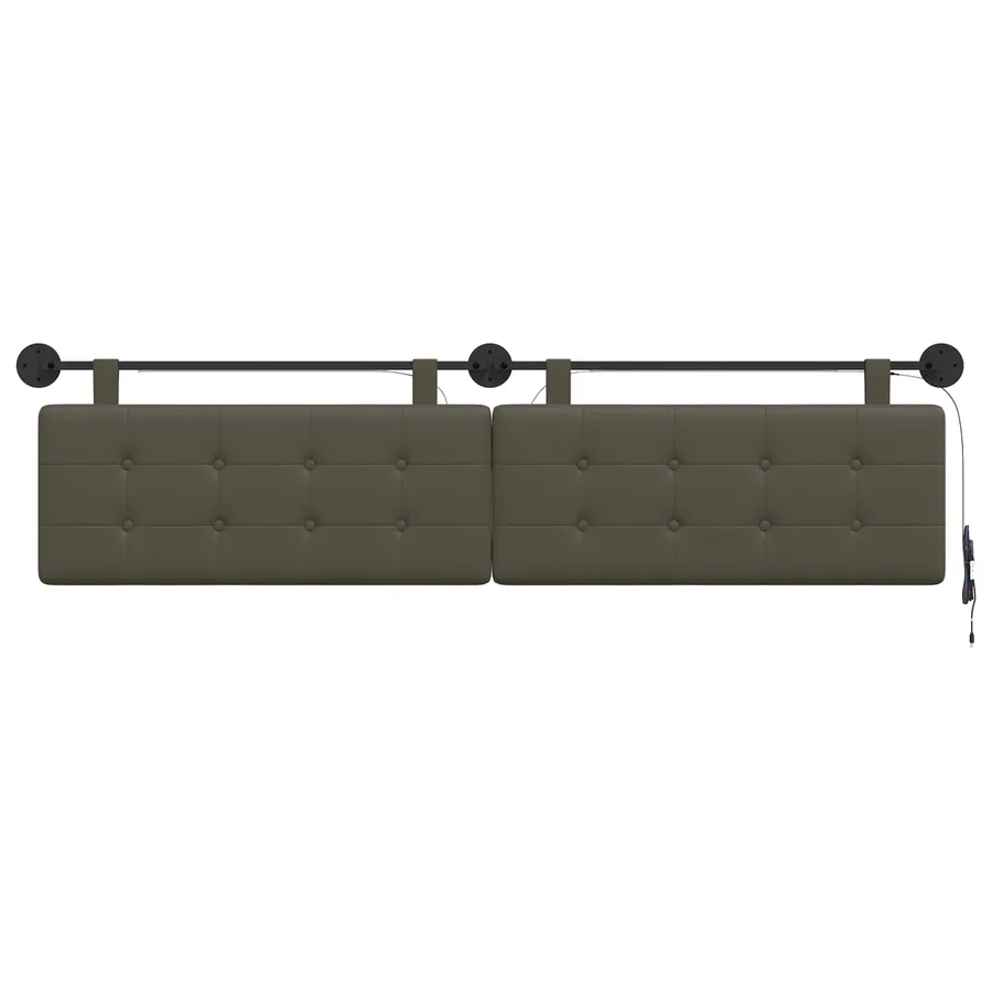 Tête de lit suspendue Avec lumière LED Gris Simili cuir - 6