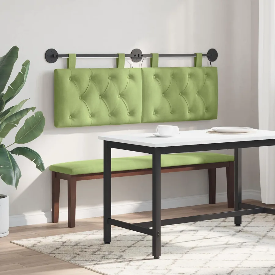 Tête de lit suspendue Avec lumière LED Vert clair Velours - 4