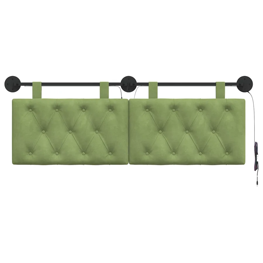 Tête de lit suspendue Avec lumière LED Vert clair Velours - 6