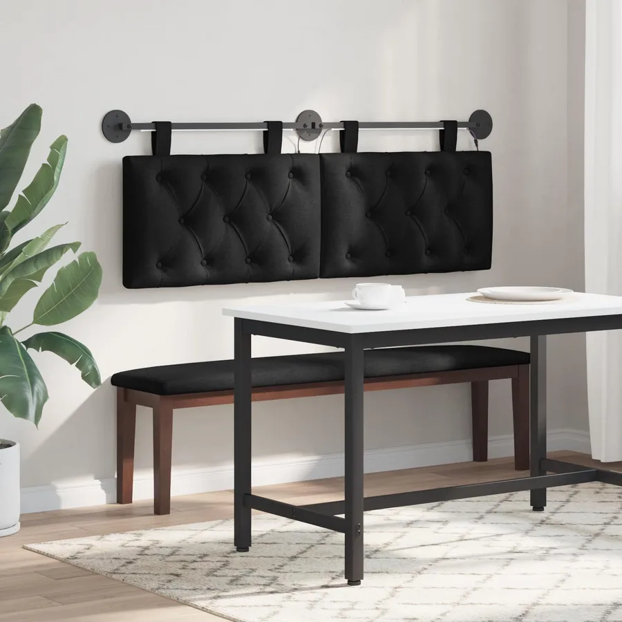 Tête de lit suspendue Avec lumière LED Noir Tissu - 4