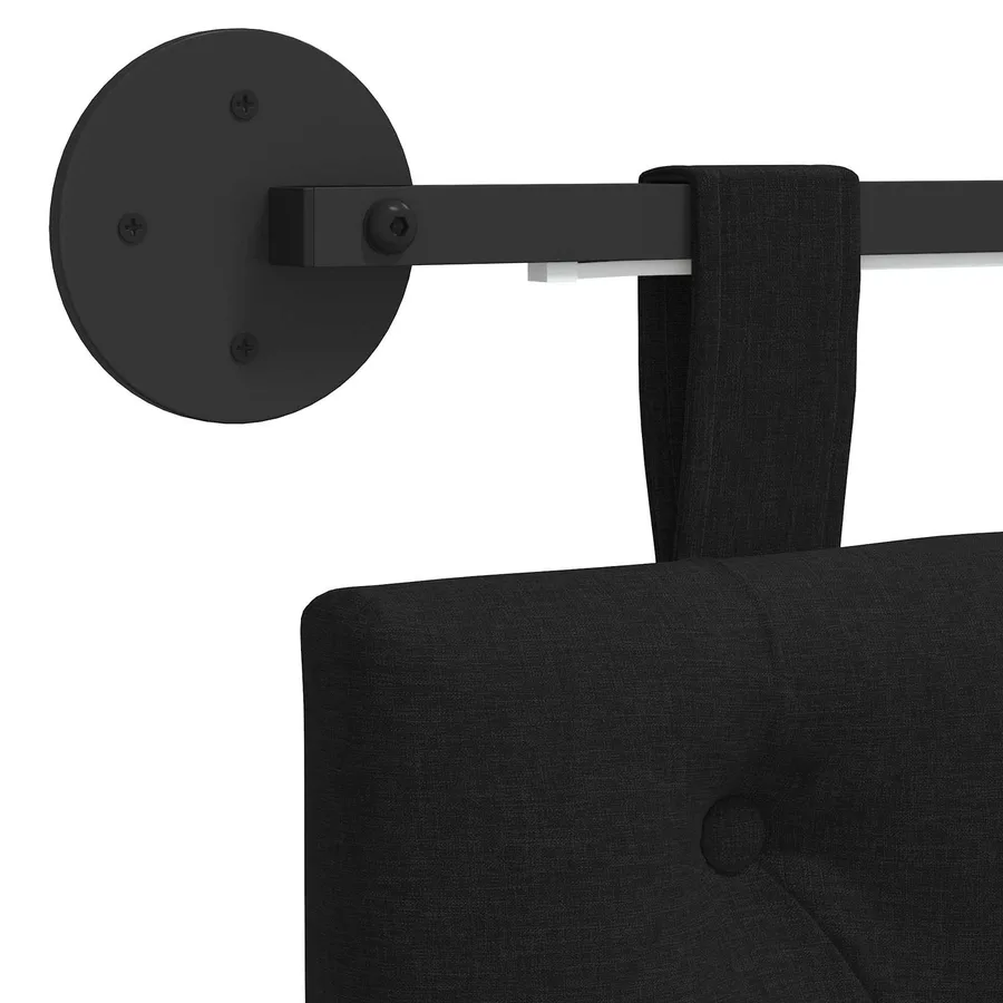 Tête de lit suspendue Avec lumière LED Noir Tissu - 8