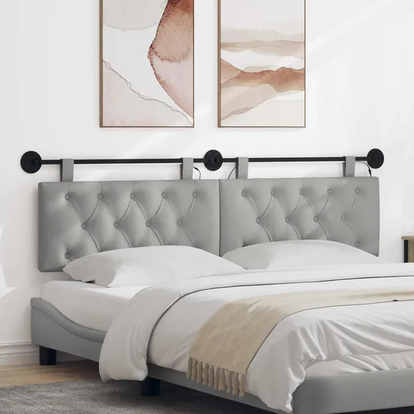 Tête de lit suspendue Gris nuage Tissu